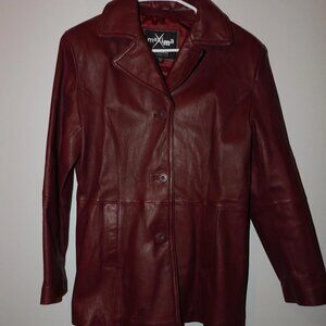 unworn women's oxblood leather peacoat jacket  - Wilsons size medium NOS new